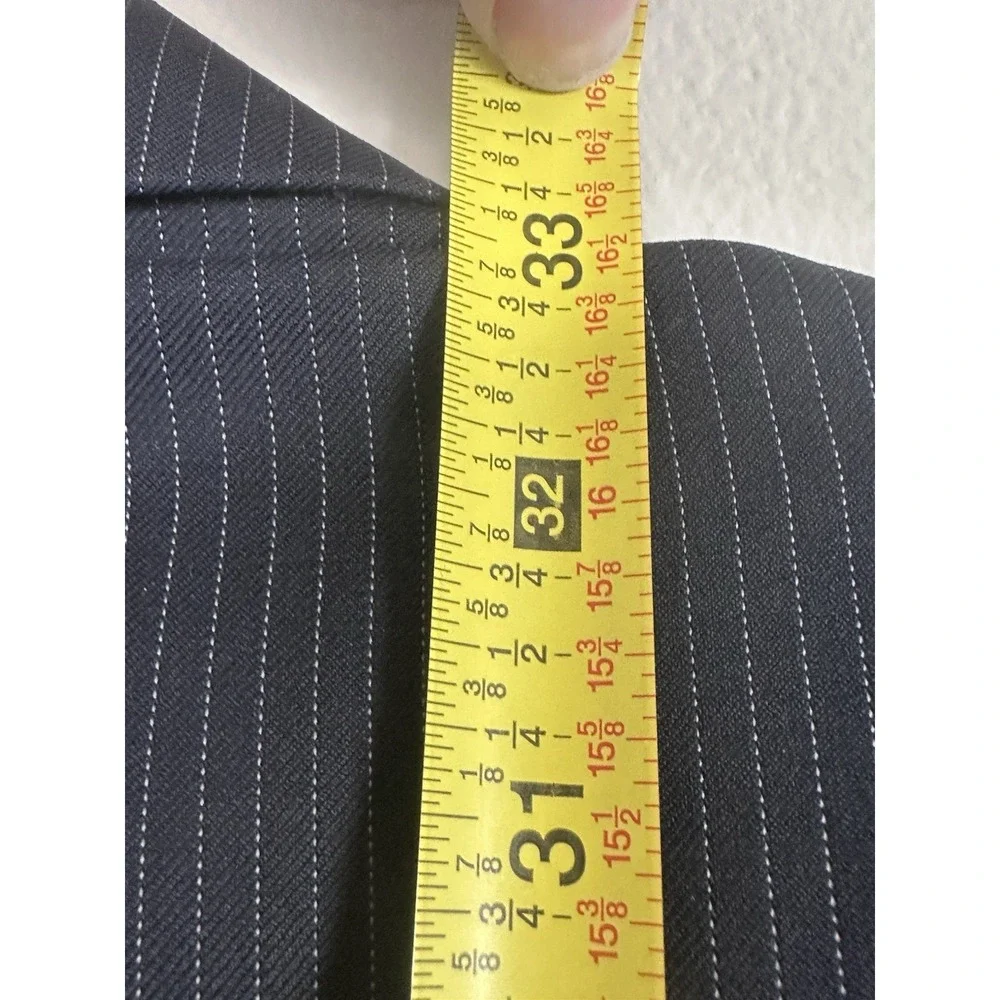 Lauren‎ Ralph Lauren 100% Wool Jacket Mens 48R Navy Pinstripe Blazer Sport Coat